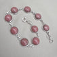 Rhodochrosite Bracelet 925 Sterling Silver Round Cabochon Pink Gemstone Link Bracelet Handmade Jewelry