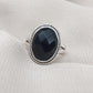 Black Onyx Ring: Faceted Oval Gemstone, 925 Sterling Silver, Boho Protection Jewelry
