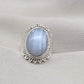 Blue Lace Agate Ring: Sterling Silver Boho Statement Ring