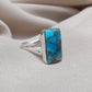 Blue Copper Turquoise 925 Sterling Silver Ring: Boho Gemstone Jewelry