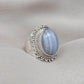 Blue Lace Agate Ring: Sterling Silver Boho Statement Ring