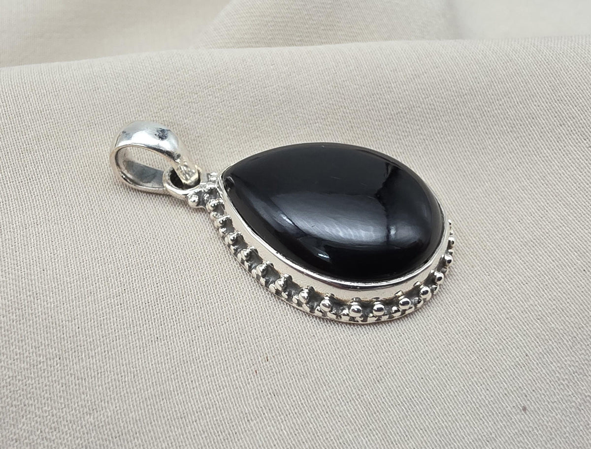 Black Onyx 925 Sterling Silver Pendant Protection Gemstone Necklace Healing Crystal Jewelry Gift