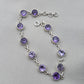 Amethyst 925 Sterling Silver Gemstone Bracelet Natural Purple Gemstone Oval Link Jewelry