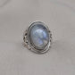 Rainbow Moonstone Ring: Handmade 925 Sterling Silver Boho Statement