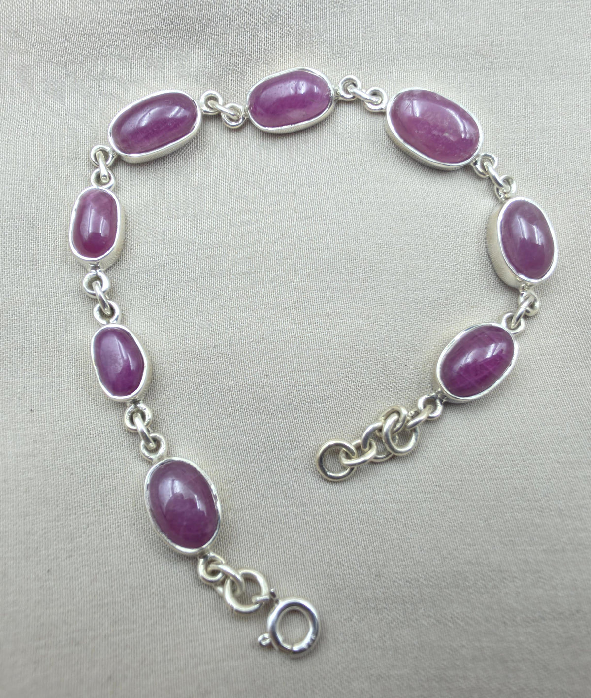 925 Sterling Silver Ruby Oval Faceted Gemstone Bracelet Handmade Boho Jewelry
