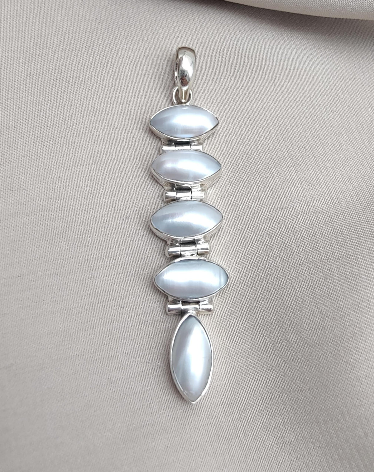 Handmade Pearl Pendant: 925 Sterling Silver Marquise Gemstone