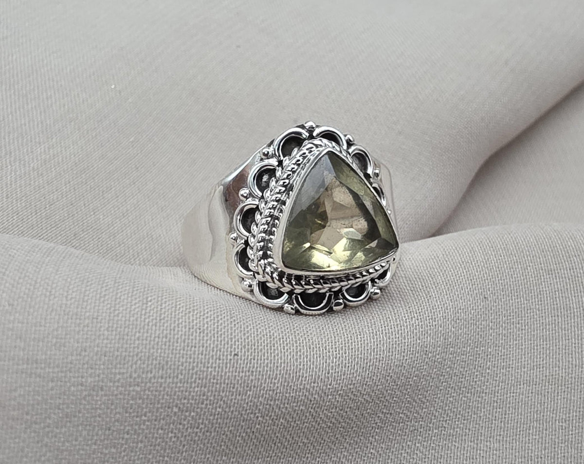 Lemon Quartz 925 Sterling Silver Ring: Handmade Boho Gemstone Jewelry