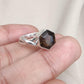 Smoky Quartz Hexagon Ring: 925 Sterling Silver Twisted Band