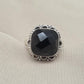 925 Sterling Silver Black Onyx Ring Cushion Cut Natural Gemstone Handmade Vintage Style Gift