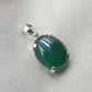 925 Sterling Silver Oval Green Onyx Pendant, Natural Gemstone Charm, Handmade Jewelry