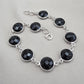 Black Onyx Bracelet 925 Sterling Silver Faceted Round Stone Link Bracelet Handmade Jewelry