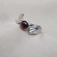 Red Garnet 925 Sterling Silver Ring – Adjustable Leaf Design, Natural Gemstone January Birthstone Jewelry