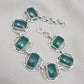 925 Sterling Silver Green Onyx Bracelet Bold Statement Gemstone Link Bracelet Gift for Her