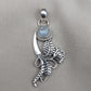 Rainbow Moonstone Silver Pendant: Artisan Floral Leaf Design, Boho Charm