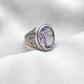 Amethyst Plaster Ring: Handmade 925 Sterling Silver Statement Jewelry