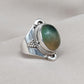 Fluorite Sterling Silver Ring: Green-Gold Crystal, Boho Healing Jewelry