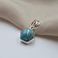 925 Sterling Silver Blue Copper Turquoise Hexagon Pendant Handmade Jewelry