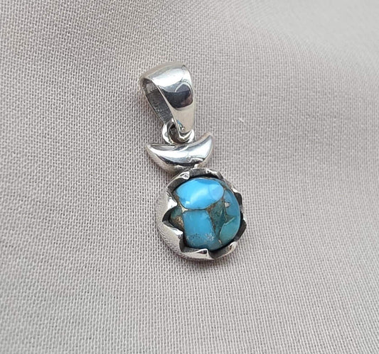 Handmade 925 Sterling Silver Turquoise Pendant: Boho Gemstone Necklace
