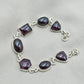 925 Sterling Silver Garnet Link Bracelet Natural Gemstone Handmade Artisan Jewelry Gift for Her