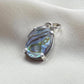 925 Sterling Silver Abalone Shell Pendant, Natural Iridescent Shell Necklace, Oval Abalone Gemstone Jewelry, Ocean Inspired Gift for Women