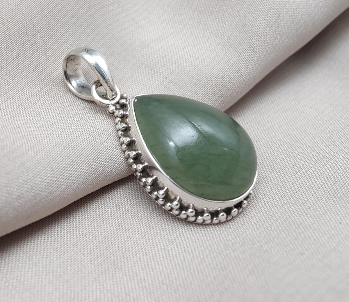 Green Aventurine Pendant 925 Sterling Silver | Handmade Teardrop Gemstone Necklace | Healing Crystal Jewelry Gift