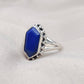Natural Lapis Lazuli 925 Sterling Silver Ring: Handmade Hexagon Gemstone, Boho Jewelry