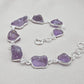 Raw Amethyst 925 Sterling Silver Link Bracelet – Boho Gemstone Jewelry