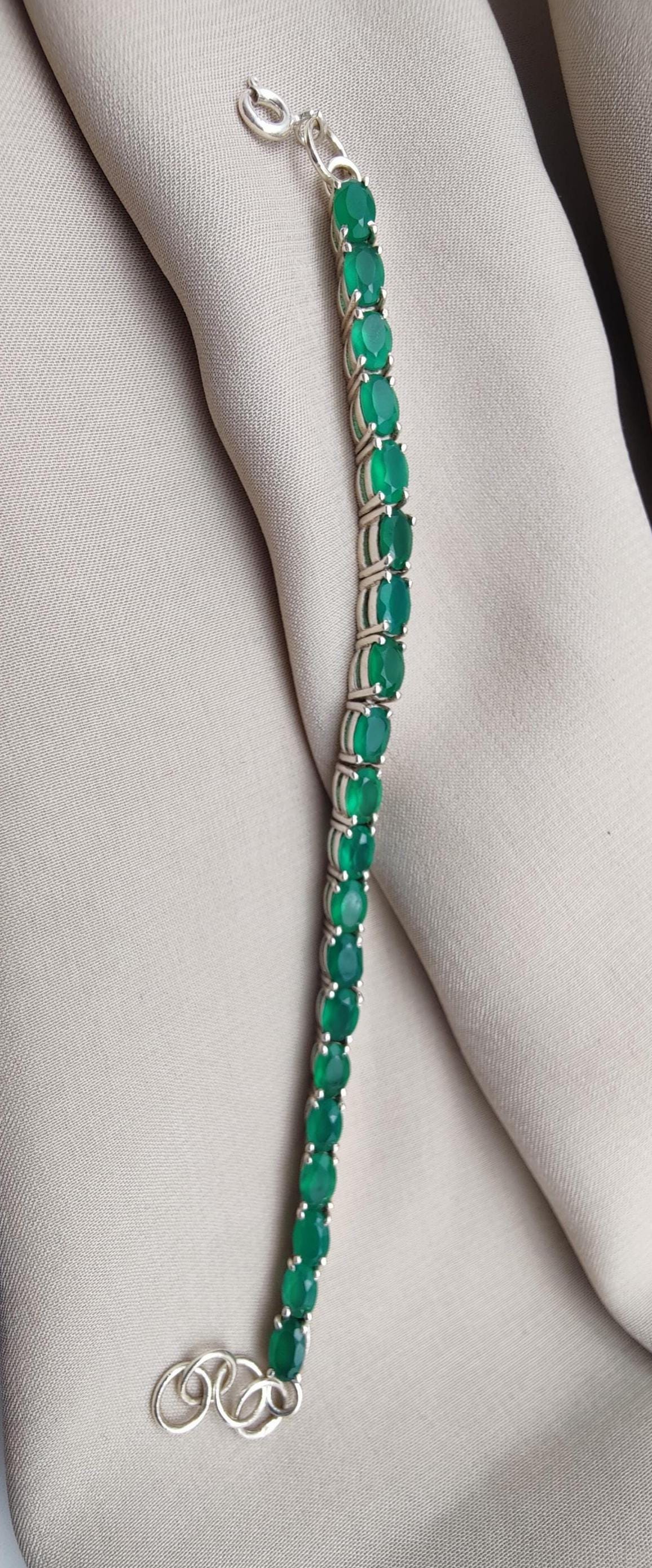 Green Onyx Tennis Bracelet: 925 Sterling Silver Gemstone Jewelry