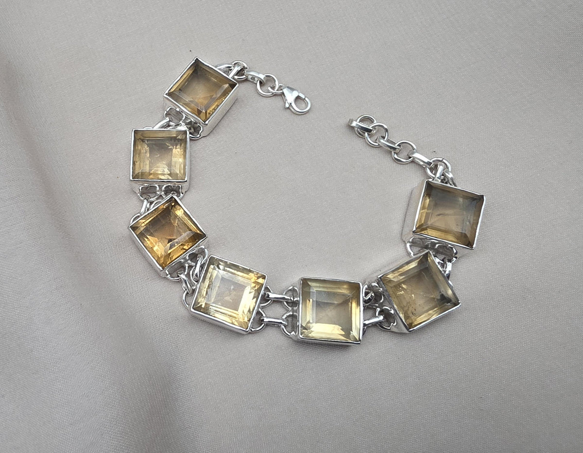 Citrine 925 Sterling Silver Bracelet Natural Gemstone Handmade Jewelry