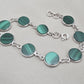 Malachite Bracelet 925 Sterling Silver Round Cabochon Green Gemstone Link Bracelet Handmade Jewelry