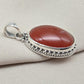 Carnelian Pendant: 925 Sterling Silver Orange Red Gemstone Healing Crystal Jewelry