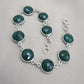 Green Onyx Bracelet 925 Sterling Silver Faceted Round Stone Link Bracelet Handmade Jewelry