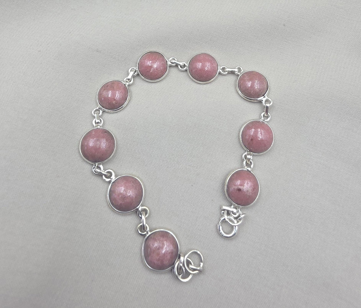 925 Sterling Silver Rhodochrosite Bracelet Handmade Gemstone Boho Jewelry