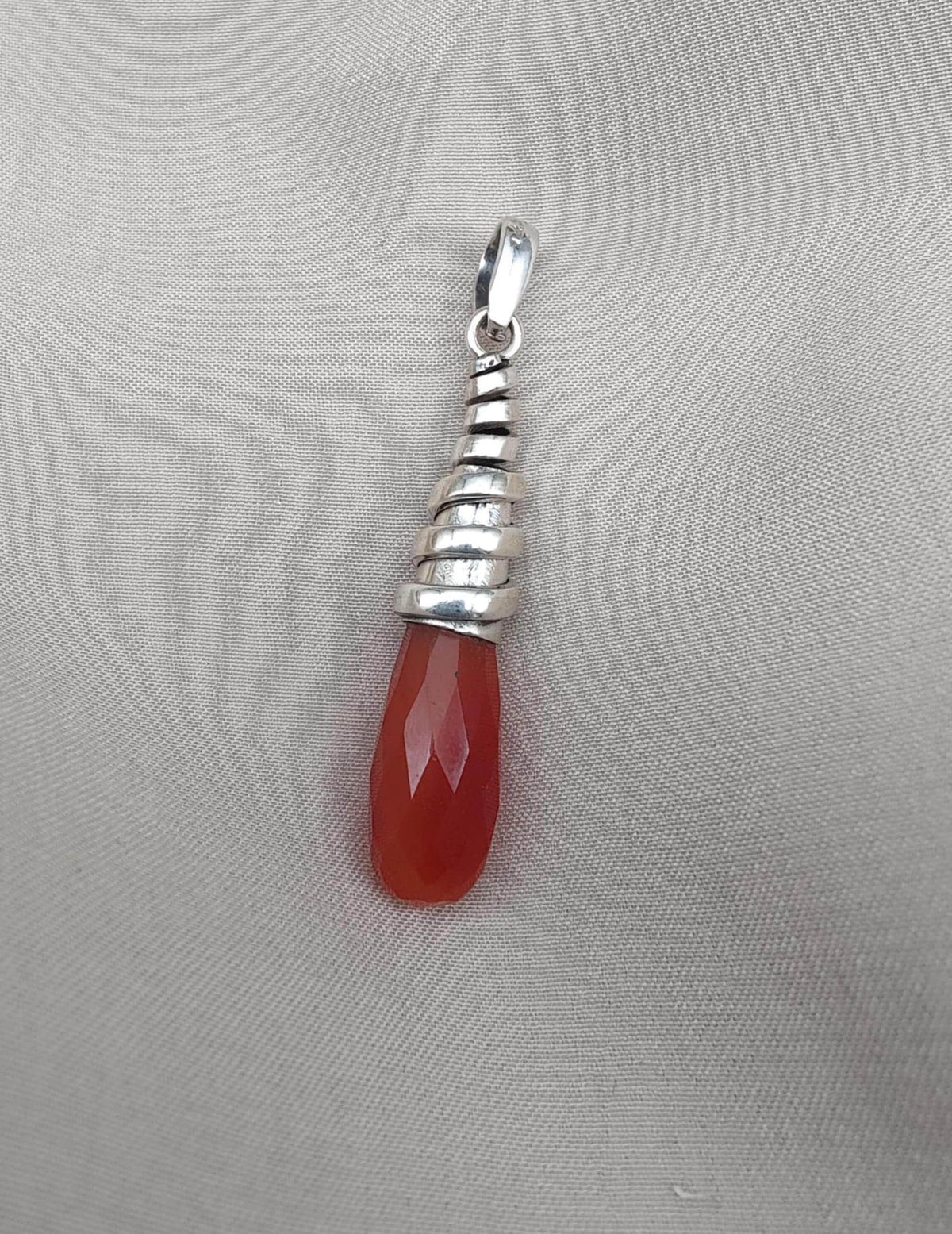 Red Onyx Sterling Silver Pendant: Handmade Healing Crystal Necklace