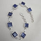 Blue Sapphire Cushion Link Bracelet 925 Sterling Silver Square Faceted Gemstone Bracelet Handmade Jewelry
