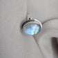 Rainbow Moonstone Ring : 925 Sterling Silver Blue Flash Crystal Ring June Birthstone Jewelry
