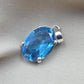 925 Sterling Silver Oval Blue Quartz Pendant, Natural Gemstone Charm, Boho Statement Jewelry
