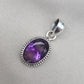 925 Sterling Silver Oval Amethyst Pendant: Healing Crystal Jewelry