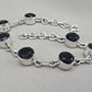 Black Onyx Bracelet 925 Sterling Silver Round Stone Link Bracelet Handmade Jewelry