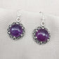 Amethyst 925 Sterling Silver Round Drop Dainty Earrings Boho Jewelry