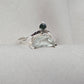 Green Amethyst Ring 925 Silver Dual Stone Moss Agate Statement Ring