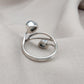 Aqua Milky Quartz 925 Sterling Silver Ring: Adjustable Open Wrap Design