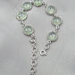 925 Sterling Silver Prehnite Cabochon Link Bracelet Handmade Gemstone Jewelry Gift for Her