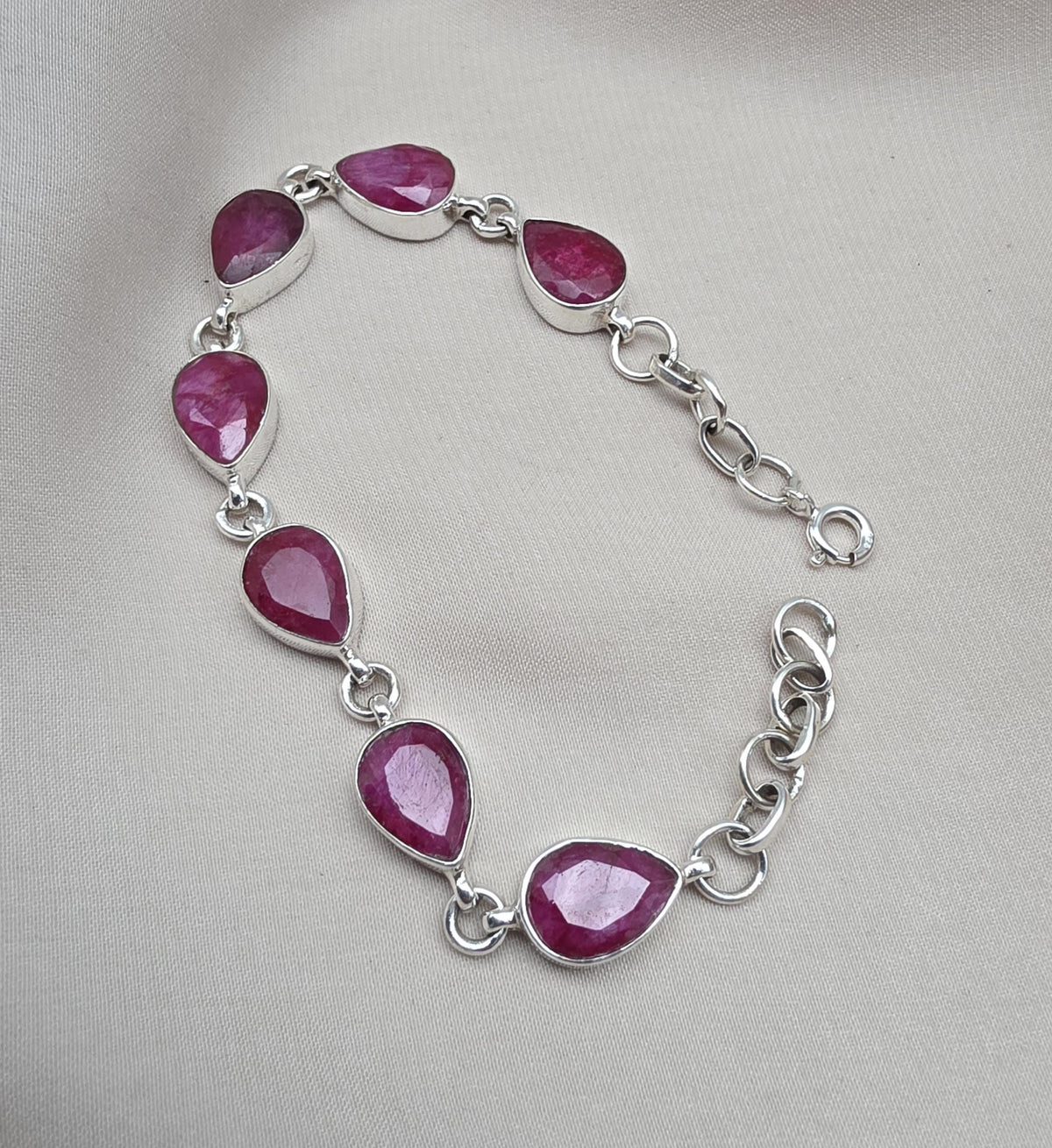 Ruby 925 Sterling Silver Bracelet Natural Handmade July Birthstone Jewelry