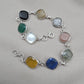 925 Sterling Silver Multi Stone Bracelet Natural Gemstone Cushion Link Jewelry