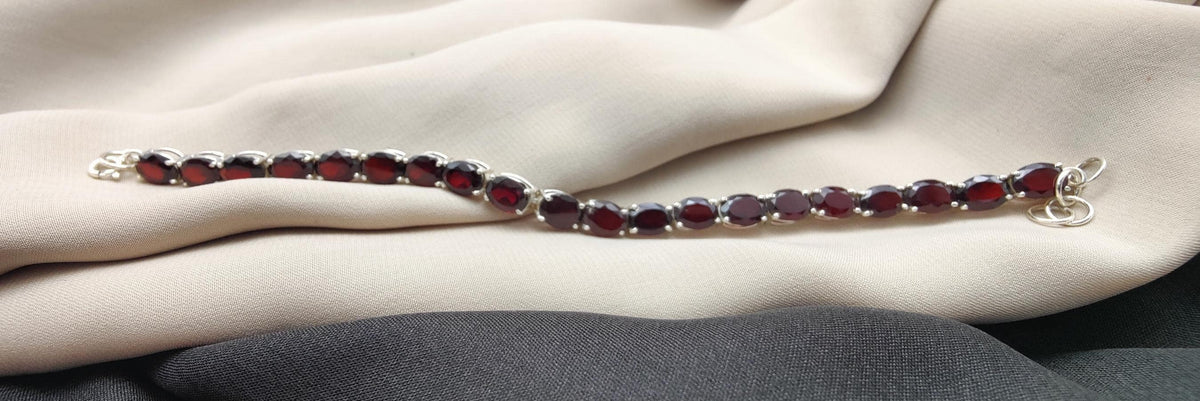 Garnet Tennis Bracelet: 925 Sterling Silver January Birthstone