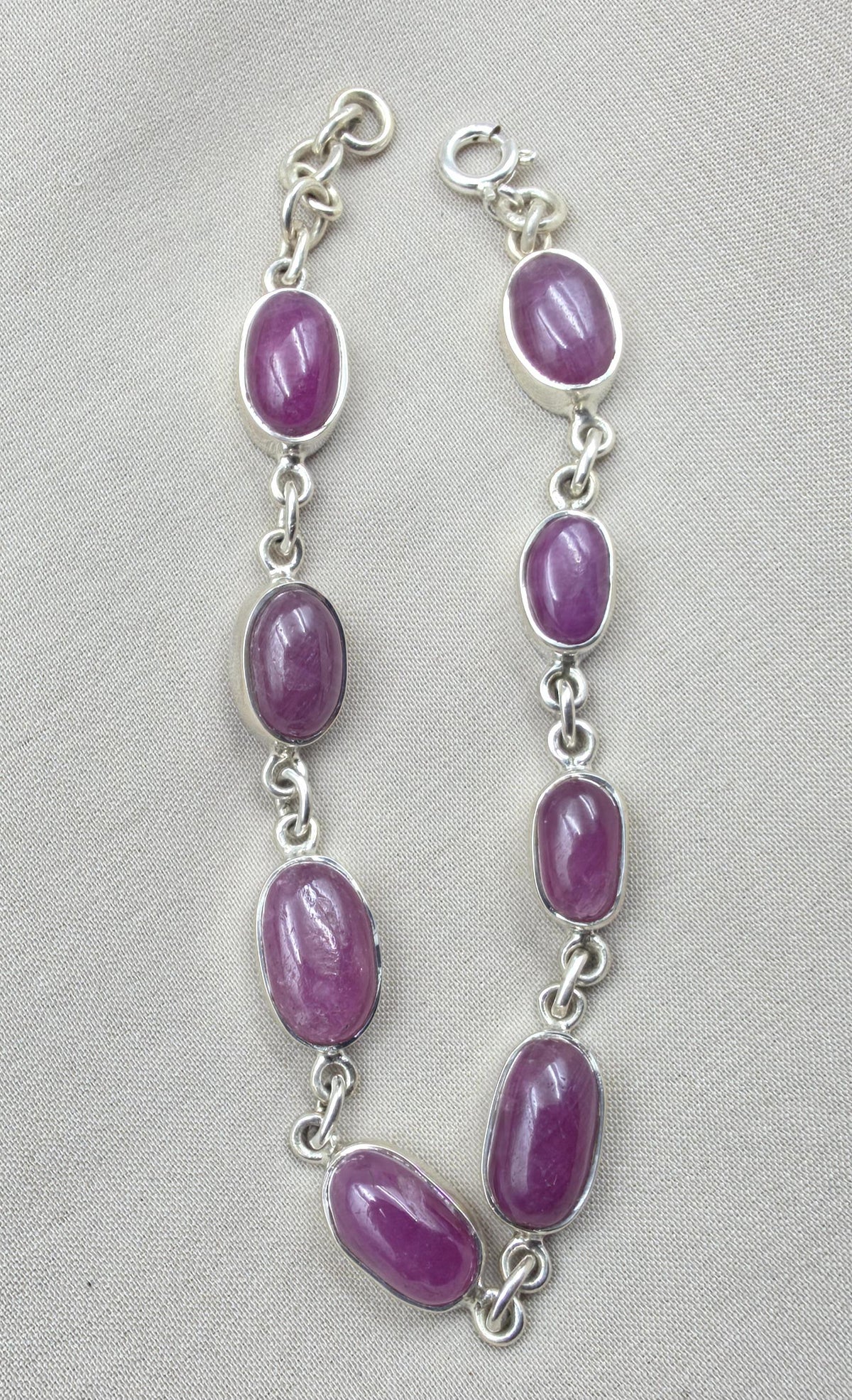 925 Sterling Silver Ruby Oval Faceted Gemstone Bracelet Handmade Boho Jewelry