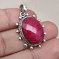 Handmade Ruby Pendant Necklace: Oval Faceted 925 Sterling Silver, July Birthstone