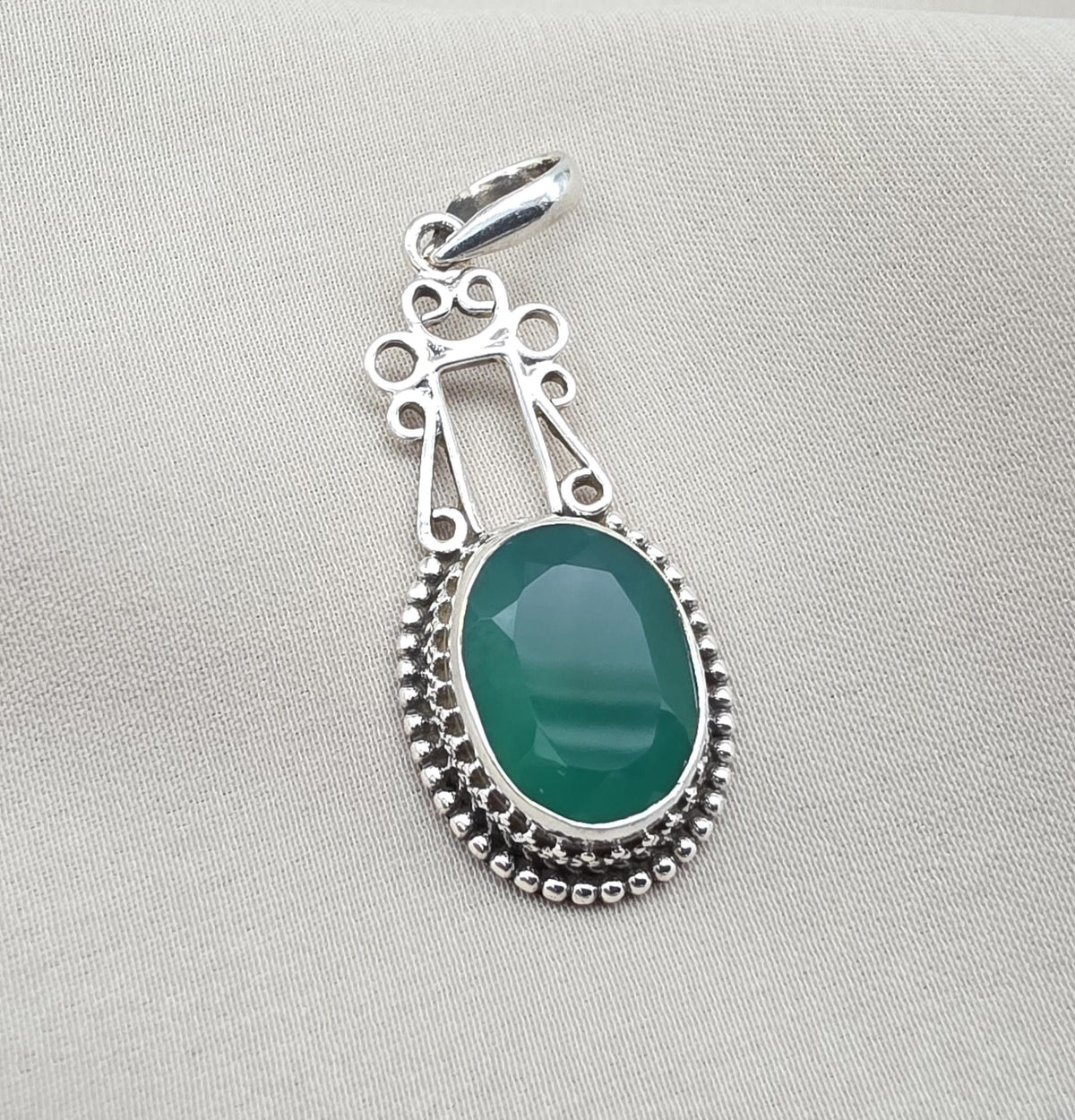 Green Onyx Pendant: Pendant 925 Sterling Silver Faceted Gemstone Necklace Jewelry Gift for Her