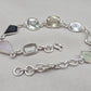 925 Sterling Silver Multi Gemstone Bracelet, Colorful Boho Link Jewelry Gift Her